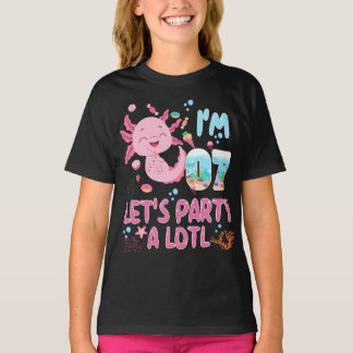 7th I'm 7 Birthday Girl Axolotl Lover Gifts T-Shirt