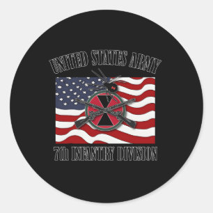 7Th Infantry Division Front Classic Round Sticker