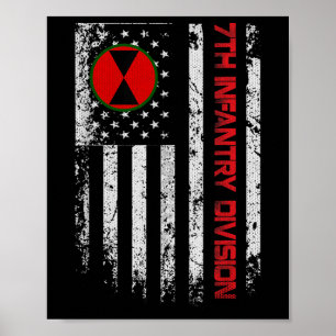 7th Infantry Division Vintage Usa Flag Military Ve Poster