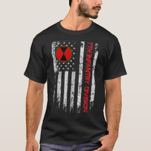 7th Infantry Division Vintage Usa Flag Military Ve T-Shirt