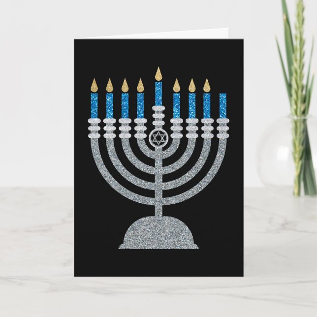 7th Night of Hanukkah Glitter Card (Front)
