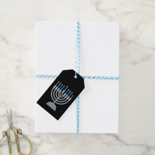 7th Night of Hanukkah Glitter Gift Tags