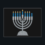 7th Night of Hanukkah Glitter Postcard<br><div class="desc">Hanukkah 2022 will begin in the evening of Sunday 18 December and ends in the evening of Monday 26 December</div>