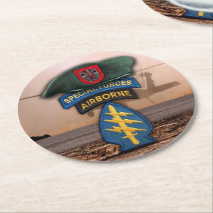 7th Special Forces Green Berets veterans vets Round Paper Coaster