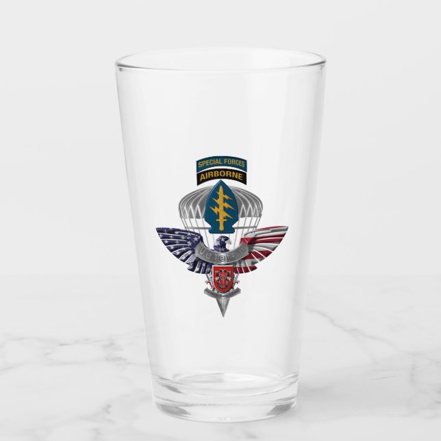 7th Special Forces Group (Airborne) Eagle Veteran Glass (Front)