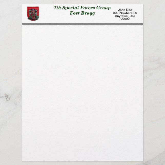 7th special forces veterans flash Letterhead (Front)