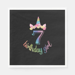 7th Unicorn Birthday girl t-shirt 7 years old part Napkin