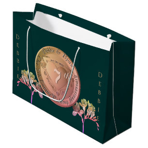 7th Wedding Anniversary Copper Fresia Large Gift Bag