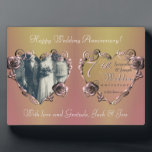 7th Wedding Anniversary Coppery Rose Plaque<br><div class="desc">A lovely and affordable way to honour your wedding anniversary with my metallic-like 3D rose heart framing your gorgeous photo. And then along side,  marking the day on these fabulously printed Zazzle plaques.</div>