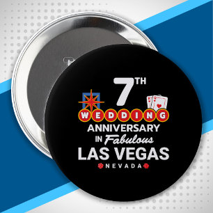 7th Wedding Anniversary Couples Las Vegas Trip 10 Cm Round Badge