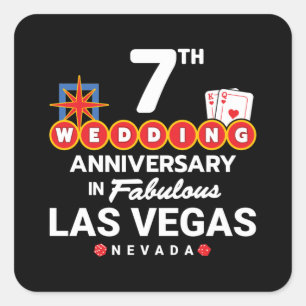 7th Wedding Anniversary Couples Las Vegas Trip Square Sticker
