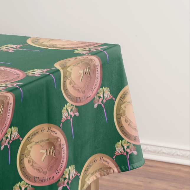 7th Wedding Anniversary Fresia MedallionTablecloth Tablecloth (In Situ)