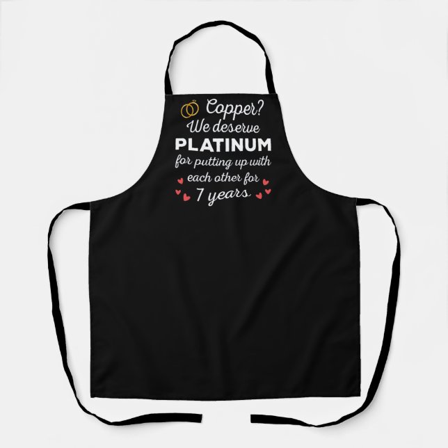 7th Wedding Anniversary I - Copper Funny Couple Apron (Front)