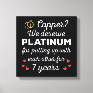 7th Wedding Anniversary I - Copper Funny Couple Canvas Print