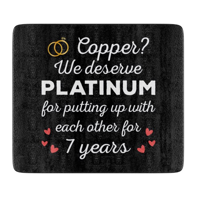 7th Wedding Anniversary I - Copper Funny Couple Cutting Board (Front)