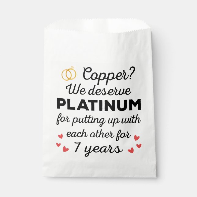 7th Wedding Anniversary I - Copper Funny Couple Favour Bag (Front)
