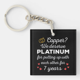 7th Wedding Anniversary I - Copper Funny Couple Key Ring