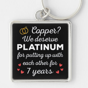7th Wedding Anniversary I - Copper Funny Couple Key Ring