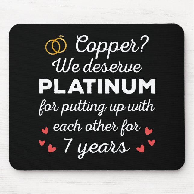 7th Wedding Anniversary I - Copper Funny Couple Mouse Pad (Front)