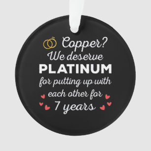 7th Wedding Anniversary I - Copper Funny Couple Ornament