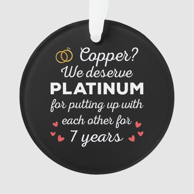 7th Wedding Anniversary I - Copper Funny Couple Ornament (Front)