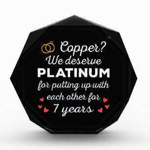 7th Wedding Anniversary I - Copper Funny Couple Photo Block