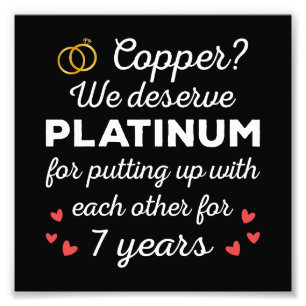 7th Wedding Anniversary I - Copper Funny Couple Photo Print