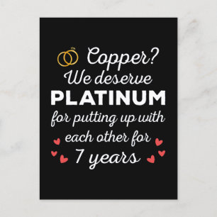 7th Wedding Anniversary I - Copper Funny Couple Postcard