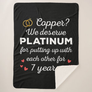 7th Wedding Anniversary I - Copper Funny Couple Sherpa Blanket