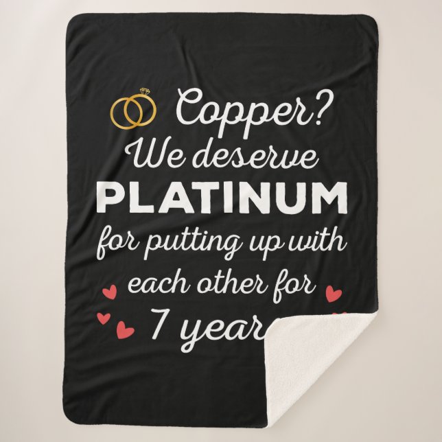 7th Wedding Anniversary I - Copper Funny Couple Sherpa Blanket (Front)