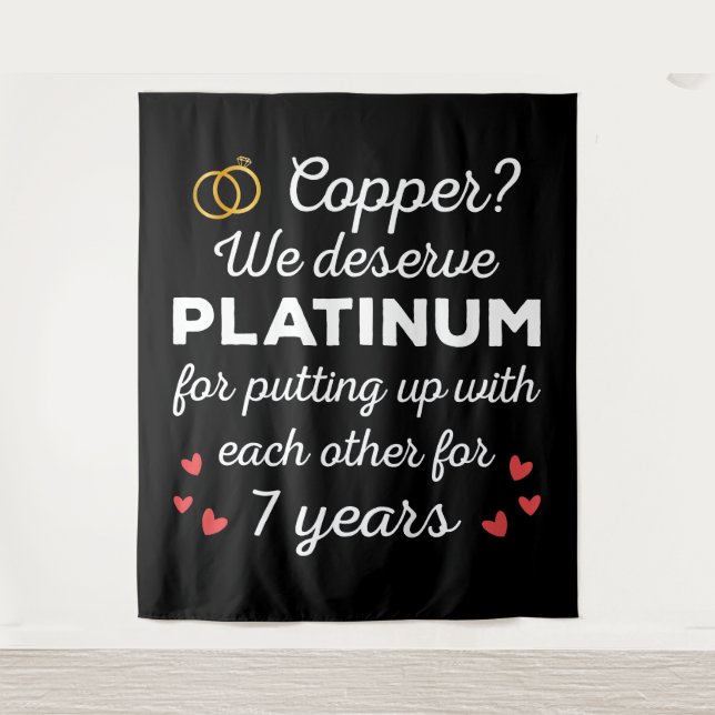 7th Wedding Anniversary I - Copper Funny Couple Tapestry (Front)
