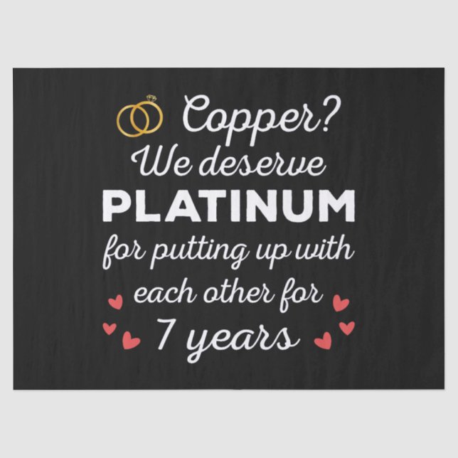 7th Wedding Anniversary I - Copper Funny Couple Tissue Paper (Front)