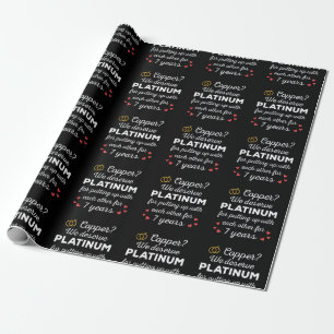 7th Wedding Anniversary I - Copper Funny Couple Wrapping Paper