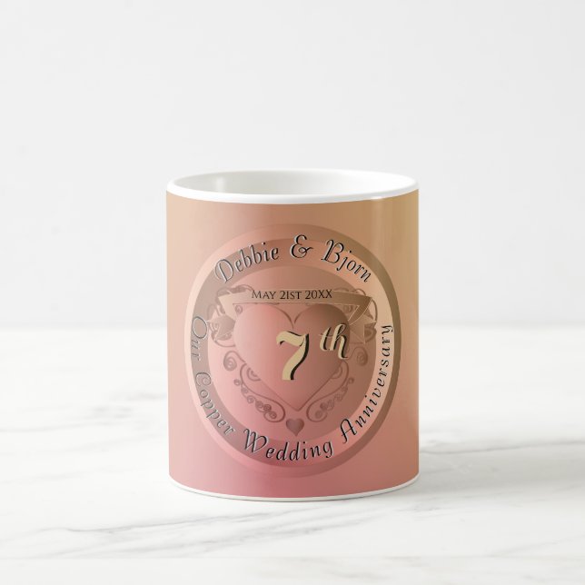 7th Wedding Anniversary Medallion Coffee Mug (Center)