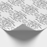 7th wedding anniversary onyx  white black wrapping paper<br><div class="desc">Onyx stone celebrating 7 years of love anniversary white and black wrapping paper. Simple outline heart stone effect line art graphics 7th Wedding Anniversary wrapping paper. Customise with your own seventh wedding anniversary names and marriage from and to years. The 7th wedding anniversary is associated with the gemstone onyx and...</div>
