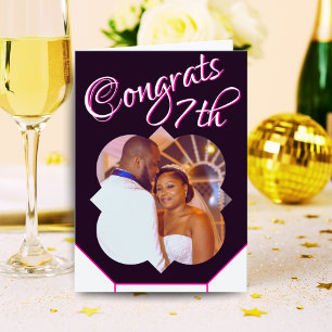 7th Wedding Anniversary Photo Card Black White