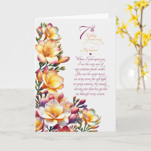 7th Wedding Anniversary Sentimental Freesia Flower Card