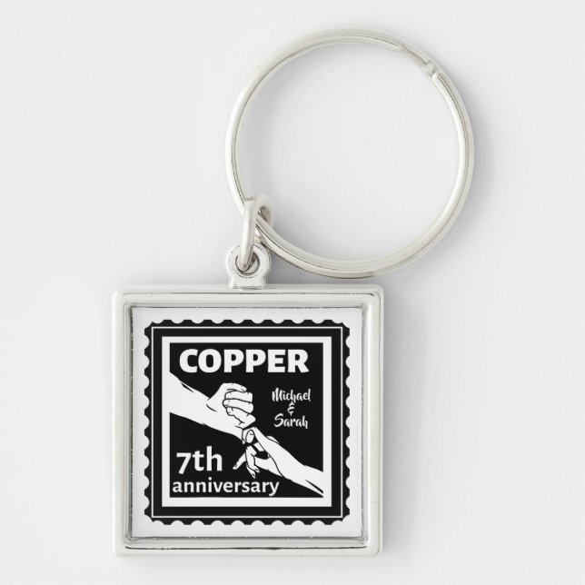 7th wedding anniversary traditional gift iron key ring (Front)