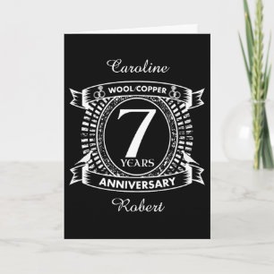 7TH wedding anniversary wool copper Card