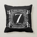 7TH wedding anniversary wool copper Cushion<br><div class="desc">Your seventh wedding anniversary has the traditional gift of wool or copper. This crest style design is a romantic design for couples celebrating 7 years of marriage. If you would like any help customising this design please contact me,  their is an ask this designer button,  just below this text.</div>