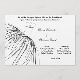 7x5 Black Dress Wedding Invitation