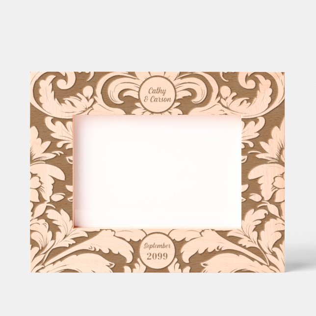 7x5 Landscape Bold Botanical Leaves Custom Text Etched Frames (Front)