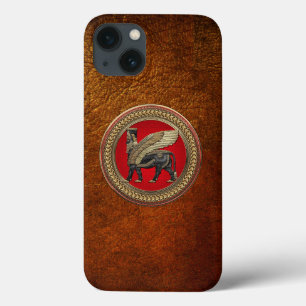 [800] Assyrian Winged Bull: Gold and Black Lamassu iPhone 13 Case