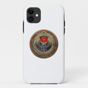 [800] Sacred Gold Egyptian Winged Scarab with Ankh iPhone 11 Case