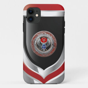 [800] Sacred Silver Egyptian Winged Scarab & Ankh iPhone 11 Case