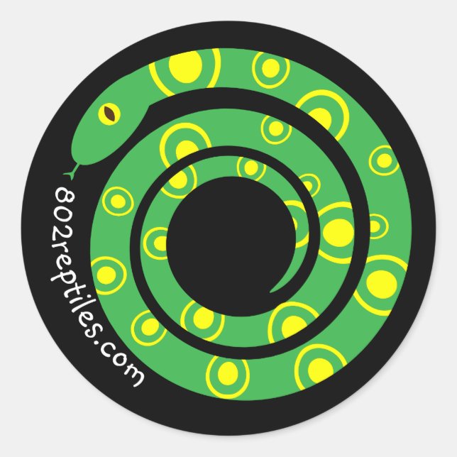 802 Reptiles Neon Green Classic Round Sticker (Front)