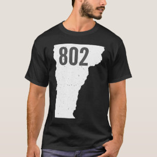 802 Vermont Area Code Pride State Outline T-Shirt