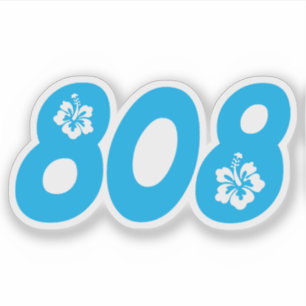 808 Hawaii area code with hibiscus flowers