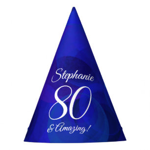 80 and Amazing Elegant Royal Blue Birthday Party Hat