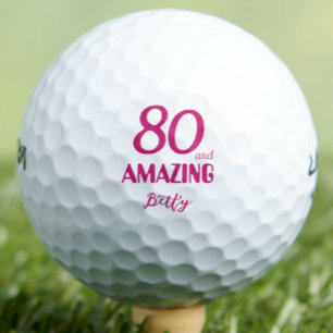 80 and Amazing Friend Gift – Pink 80th Birthday Golf Balls